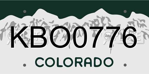 KBO0776 Colorado License Plate