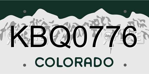 KBQ0776 Colorado License Plate