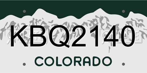 KBQ2140 Colorado License Plate