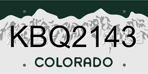 KBQ2143 Colorado License Plate