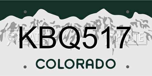 KBQ517 Colorado License Plate