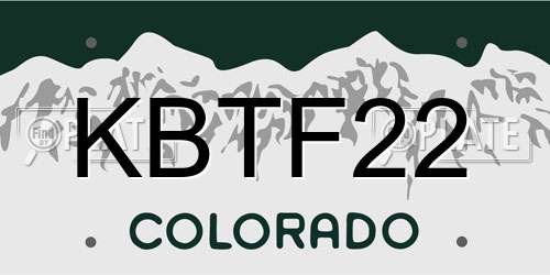 KBTF22 Colorado License Plate