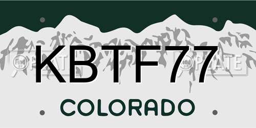 KBTF77 Colorado License Plate