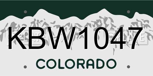 KBW1047 Colorado License Plate