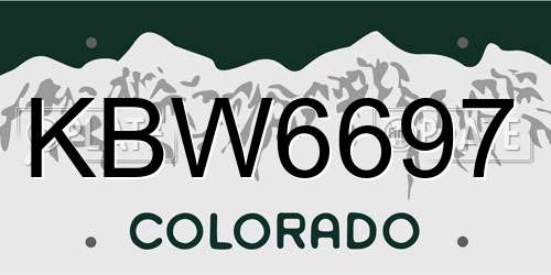KBW6697 Colorado License Plate