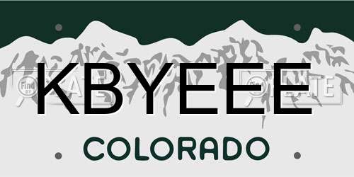 KBYEEE Colorado License Plate