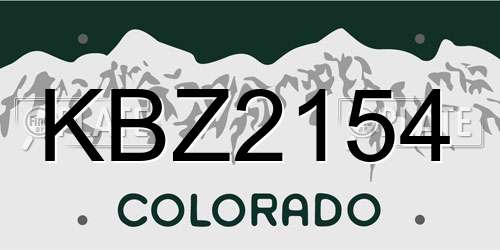KBZ2154 Colorado License Plate