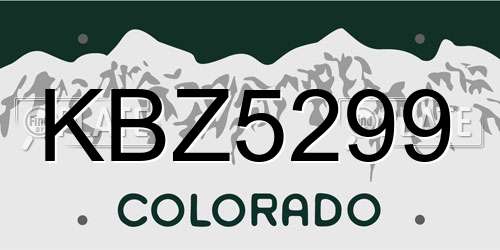 KBZ5299 Colorado License Plate