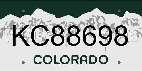 KC88698 Colorado License Plate