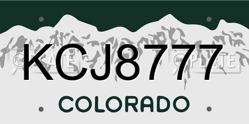 KCJ8777 Colorado License Plate