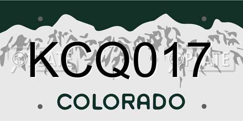 KCQ017 Colorado License Plate