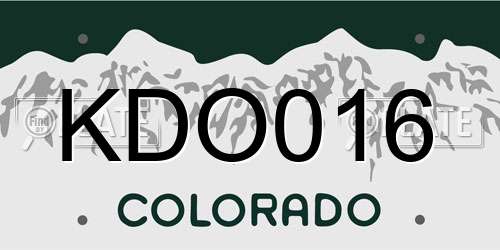 KDO016 Colorado License Plate