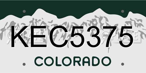 KEC5375 Colorado License Plate