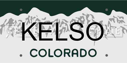 KELSO Colorado License Plate