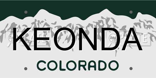 KEONDA Colorado License Plate