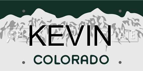 KEVIN Colorado License Plate