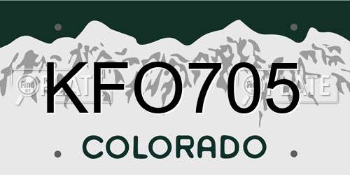 KFO705 Colorado License Plate