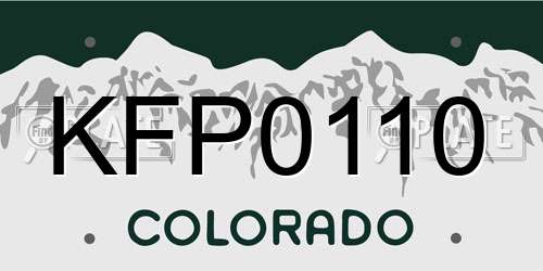 KFP0110 Colorado License Plate