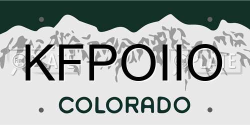 KFPOIIO Colorado License Plate