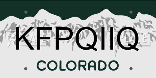 KFPQIIQ Colorado License Plate