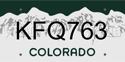 KFQ763 Colorado License Plate