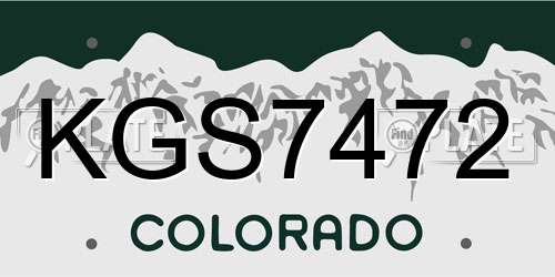 KGS7472 Colorado License Plate