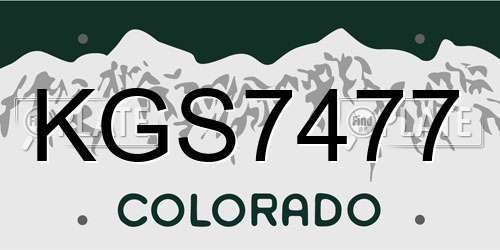 KGS7477 Colorado License Plate