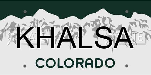 KHALSA Colorado License Plate