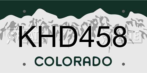 KHD458 Colorado License Plate
