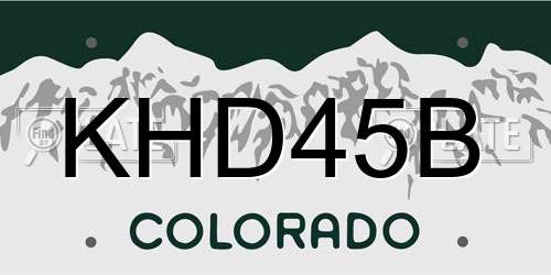 KHD45B Colorado License Plate