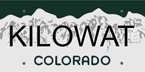 KILOWAT Colorado License Plate