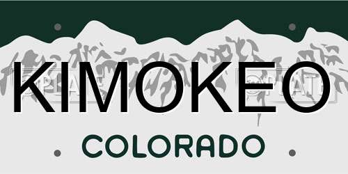 KIMOKEO Colorado License Plate