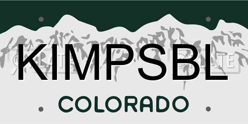 KIMPSBL Colorado License Plate