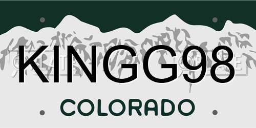 KINGG98 Colorado License Plate