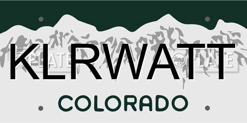 KLRWATT Colorado License Plate