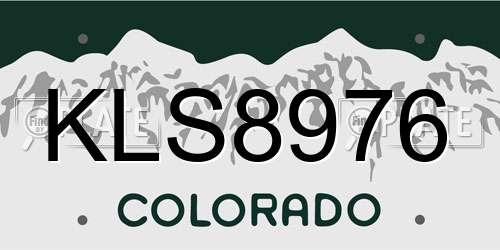 KLS8976 Colorado License Plate