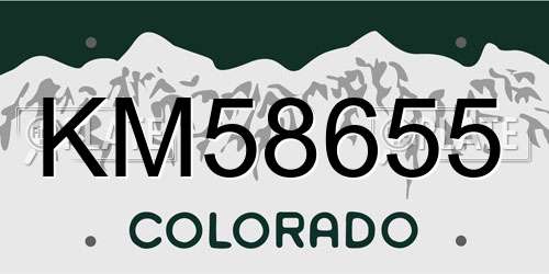 KM58655 Colorado License Plate