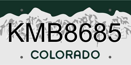 KMB8685 Colorado License Plate