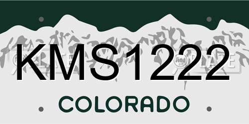 KMS1222 Colorado License Plate