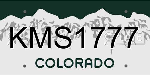 KMS1777 Colorado License Plate
