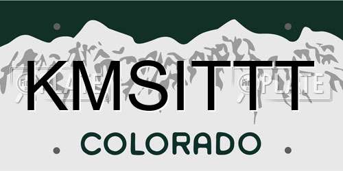 KMSITTT Colorado License Plate