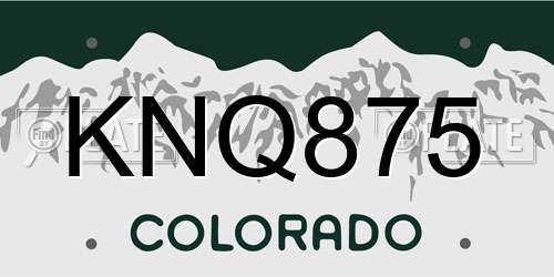 KNQ875 Colorado License Plate