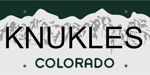 KNUKLES Colorado License Plate