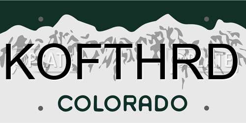 KOFTHRD Colorado License Plate