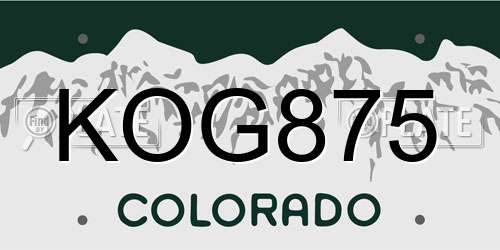 KOG875 Colorado License Plate