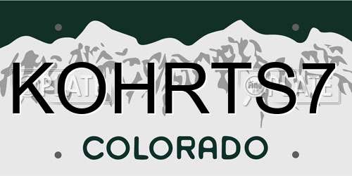 KOHRTS7 Colorado License Plate