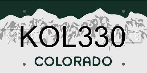 KOL330 Colorado License Plate