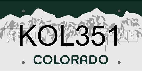 KOL351 Colorado License Plate
