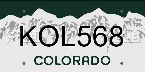 KOL568 Colorado License Plate