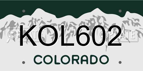 KOL602 Colorado License Plate